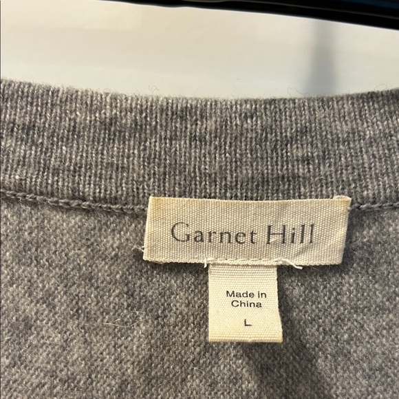 Garnet Hill Charcoal Cashmere V-Neck Women's Sweater Large - Picture 2 of 3
